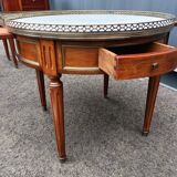 Table basse bouillotte ancienne plateau marbre style louis xvi