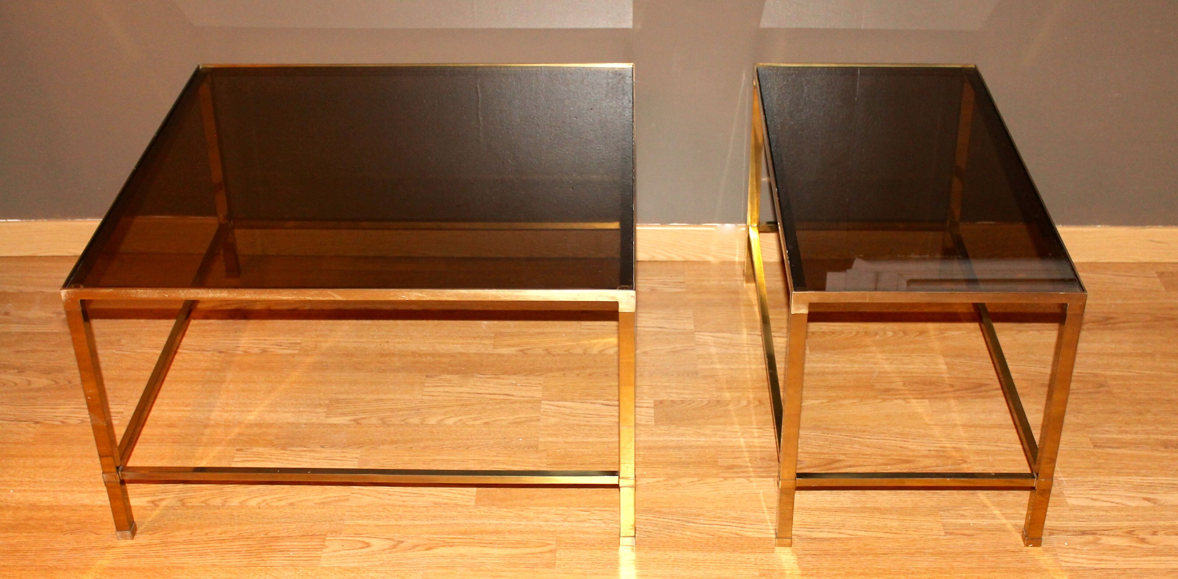 Set of 2 tables 60s/70s vintage brass