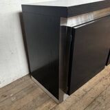 Vintage wooden and aluminum sideboard designed by the 1970s with 3 doors and 4 drawers