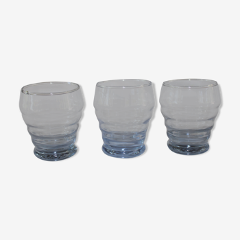 Set de 3 verres anciens bleus vintage