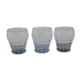 Set de 3 verres anciens bleus vintage