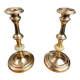 Pair of brass and stone candlesticks