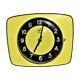Pendulum, Yellow JAPY Formica wall clock from the 60s VINTAGE