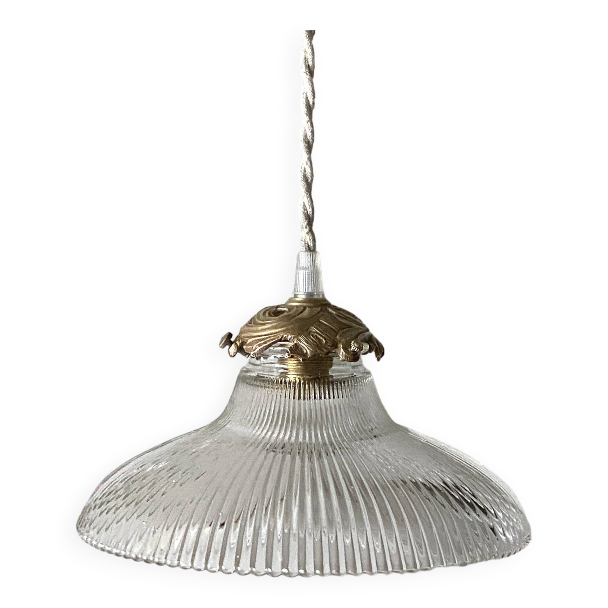 Holophone glass pendant light