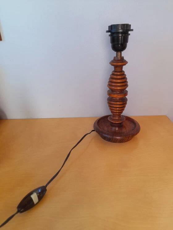 Turned wooden lamp base, 1970