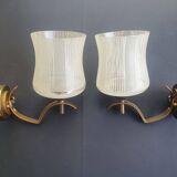 Paire d'appliques murales dorées vintage France