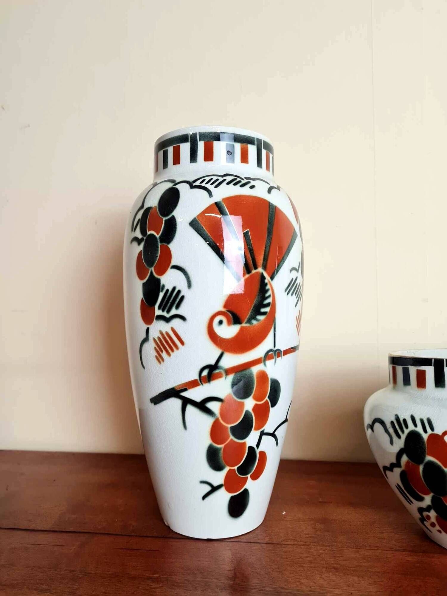Keller e guérin luneville 1930: jardiniere and its 2 vases art deco period