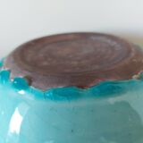 Turquoise cracked ceramic empty pocket signed Keramos, Sèvres circa 1950