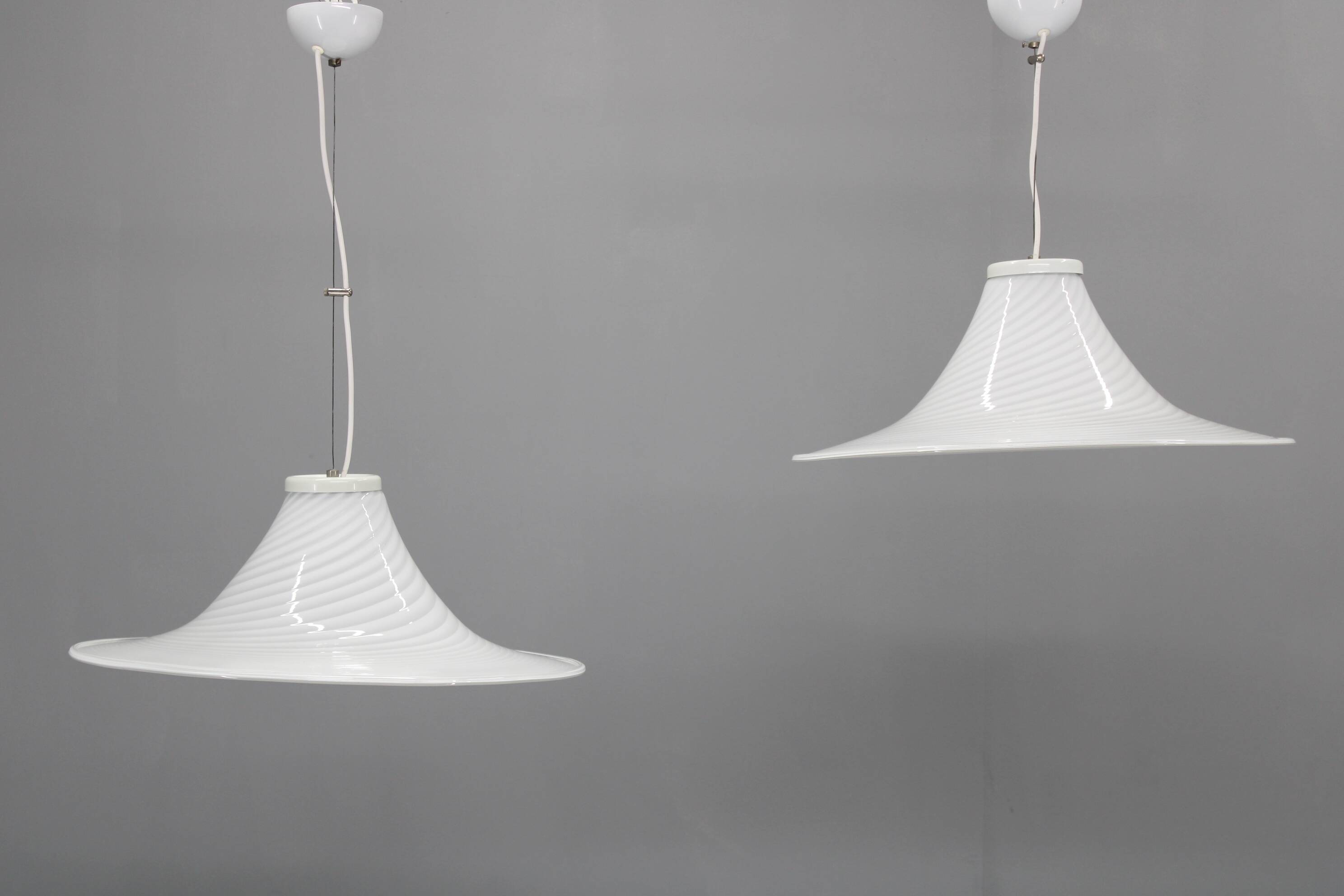 1970s Pair of Italian Pendants by Murano