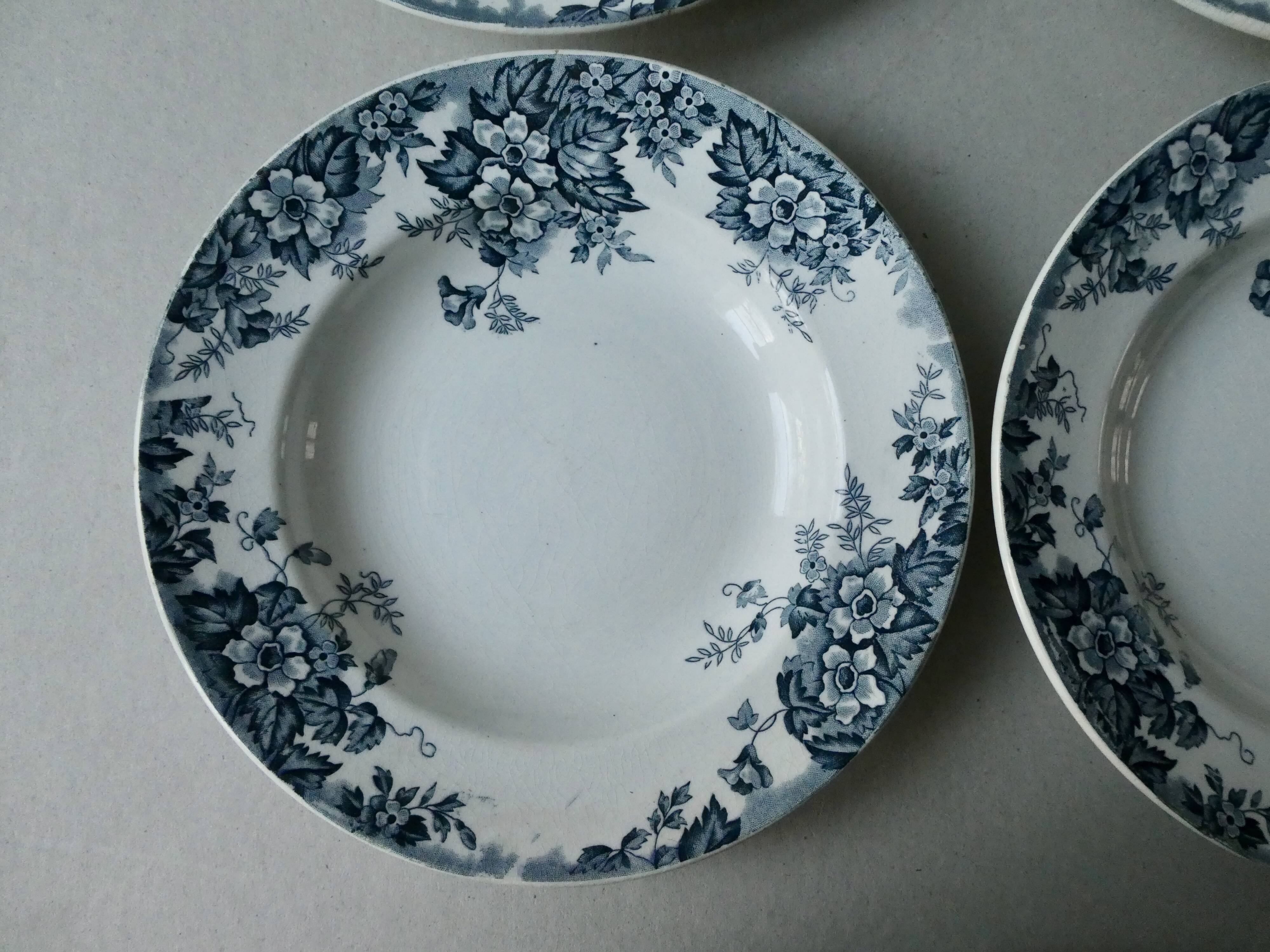 Set of 6 Marie Louise hollow plates, Moulin des Loups - Hamage