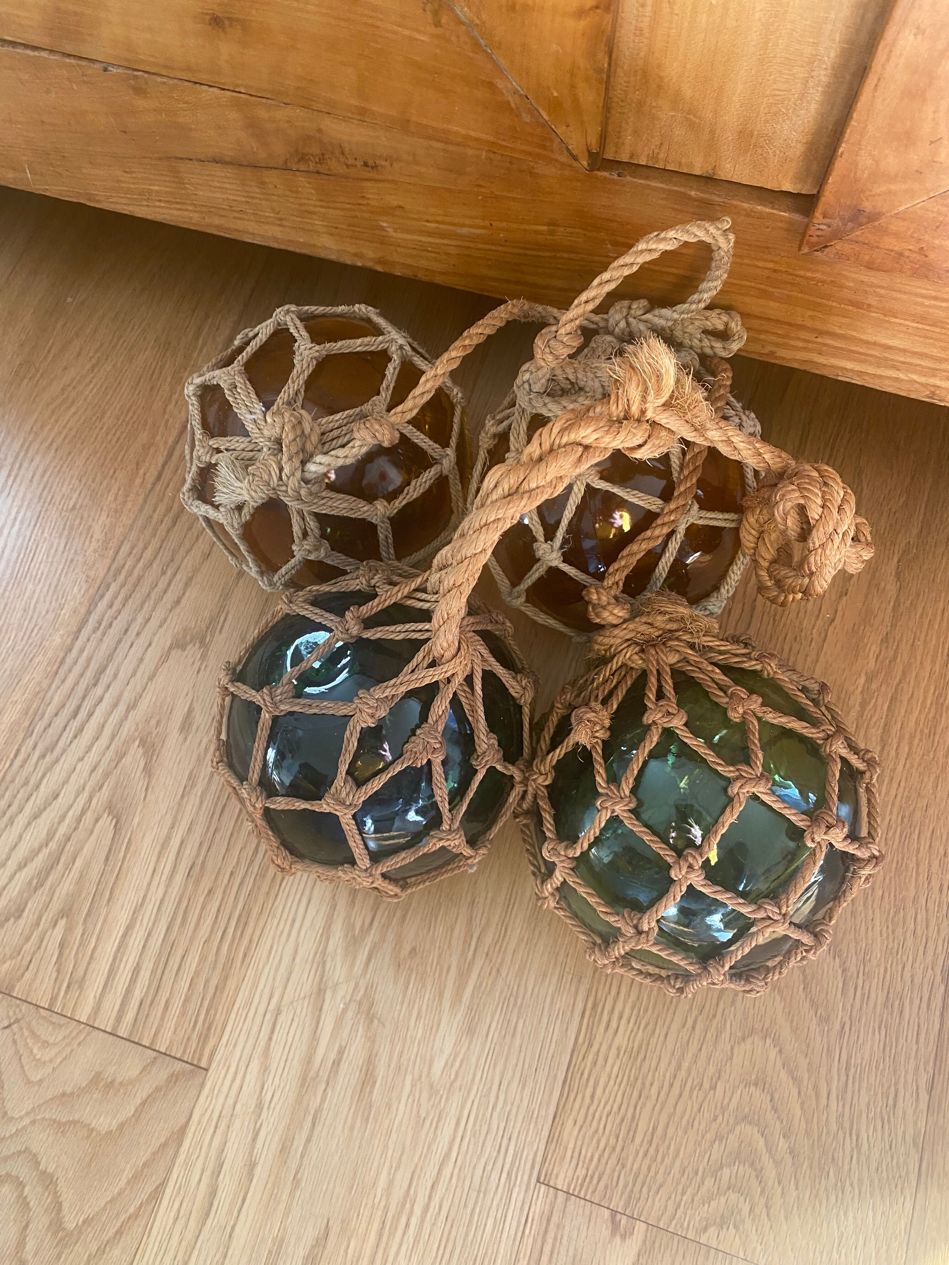 4 vintage fisherman float balls