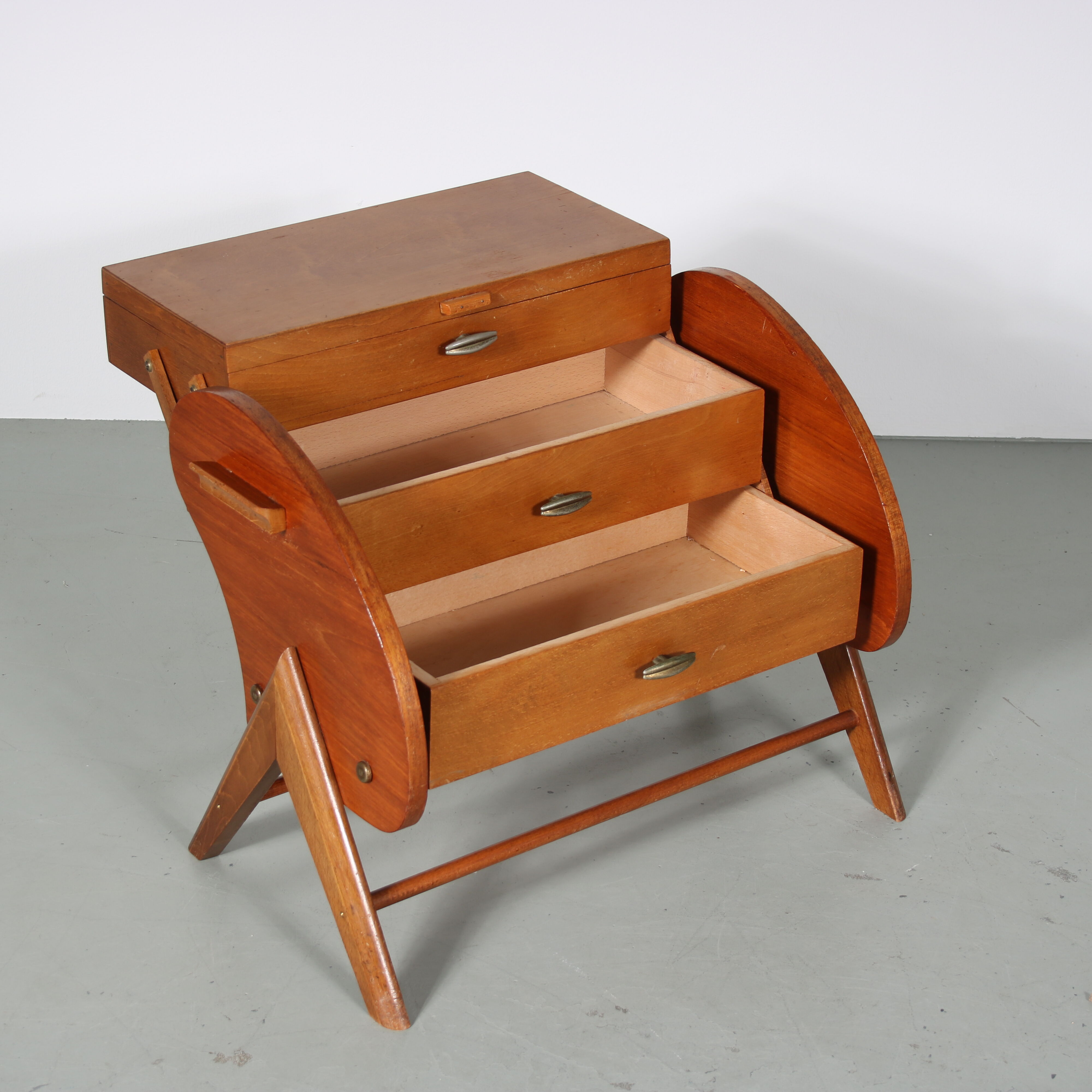 1950s V-Shaped sewing box from The Netherlands