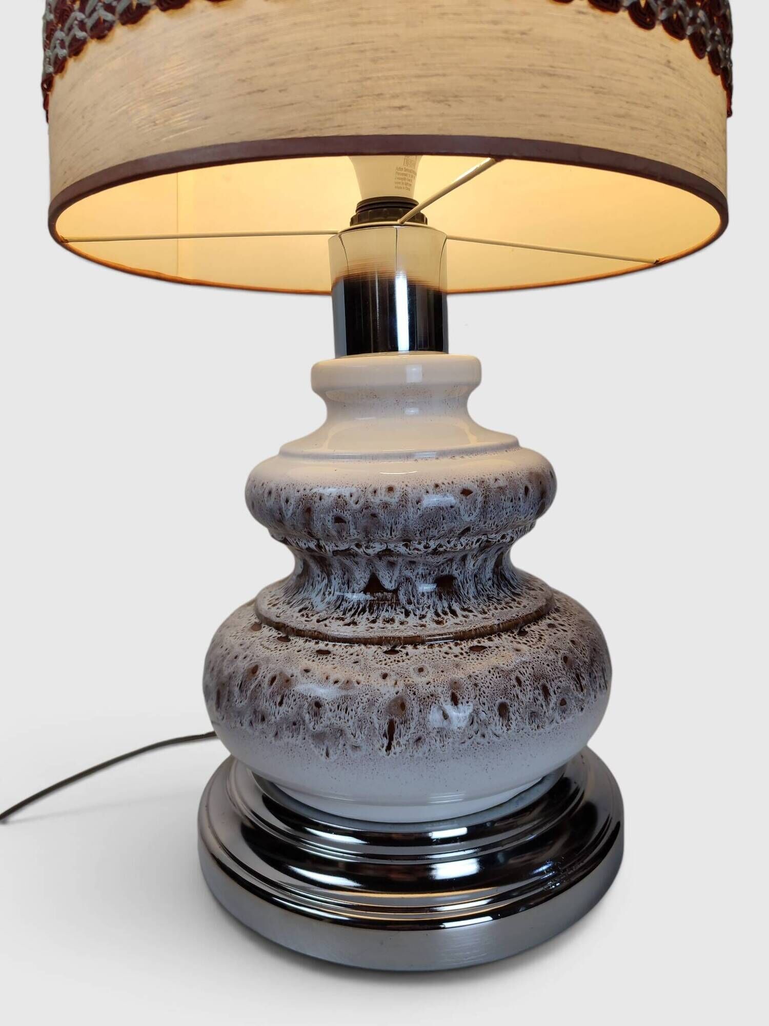 Large Vintage Ceramic "Fat Lava" and Chrome Floor Lamp, 1970s