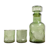 Carafe vert sauge et ses deux verres