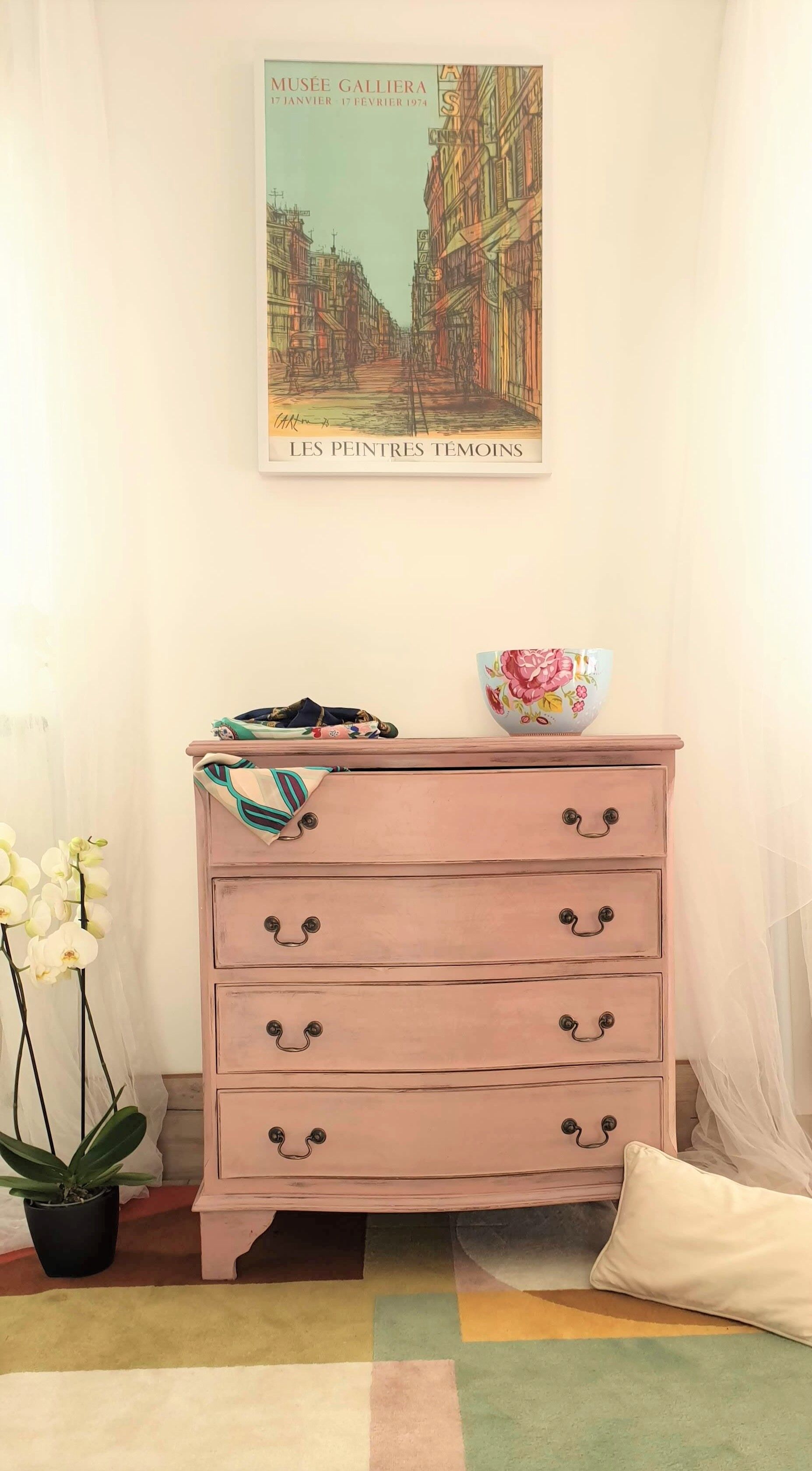 Commode anglaise rose shabby