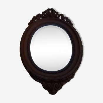 Miroir  cadre  bois  ovale