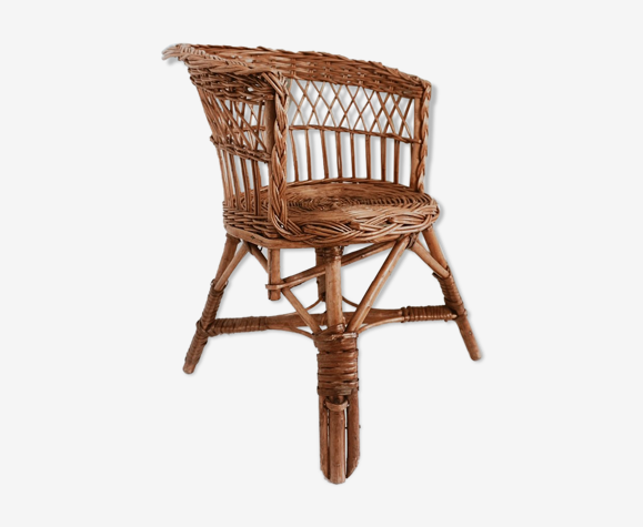 Fauteuil en osier et rotin tressé enfant