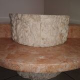 Round coffee table in fossil or mactan stone by Magnussen Ponte 1980