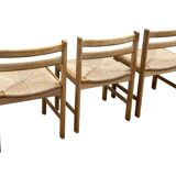 Vintage dining chairs set of 6 oak and rattan design minimalist design
