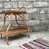 Rolling dessert in woven wicker bamboo rattan with 1950 bottle holder