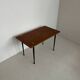 Table basse vintage bois, laiton, métal
