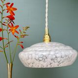 Vintage white Clichy glass lampshade pendant light