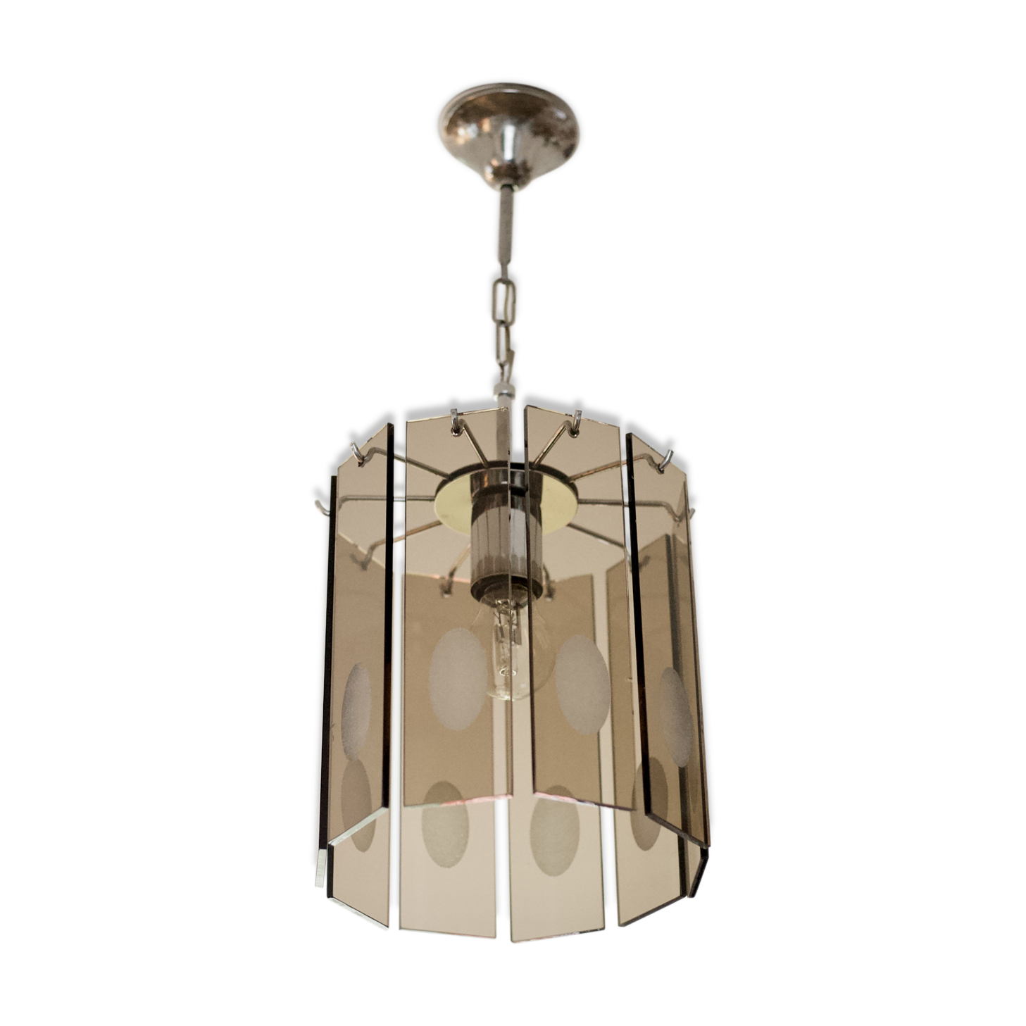 Lustre Gino Vistosi, verre et acier, Italy, circa 1970