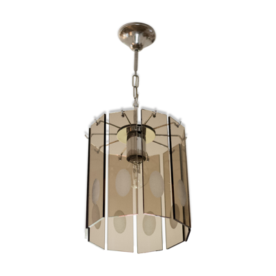 Lustre Gino Vistosi, verre et acier, Italie, circa 1970