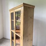 Glass cabinet or display case in pine 1950