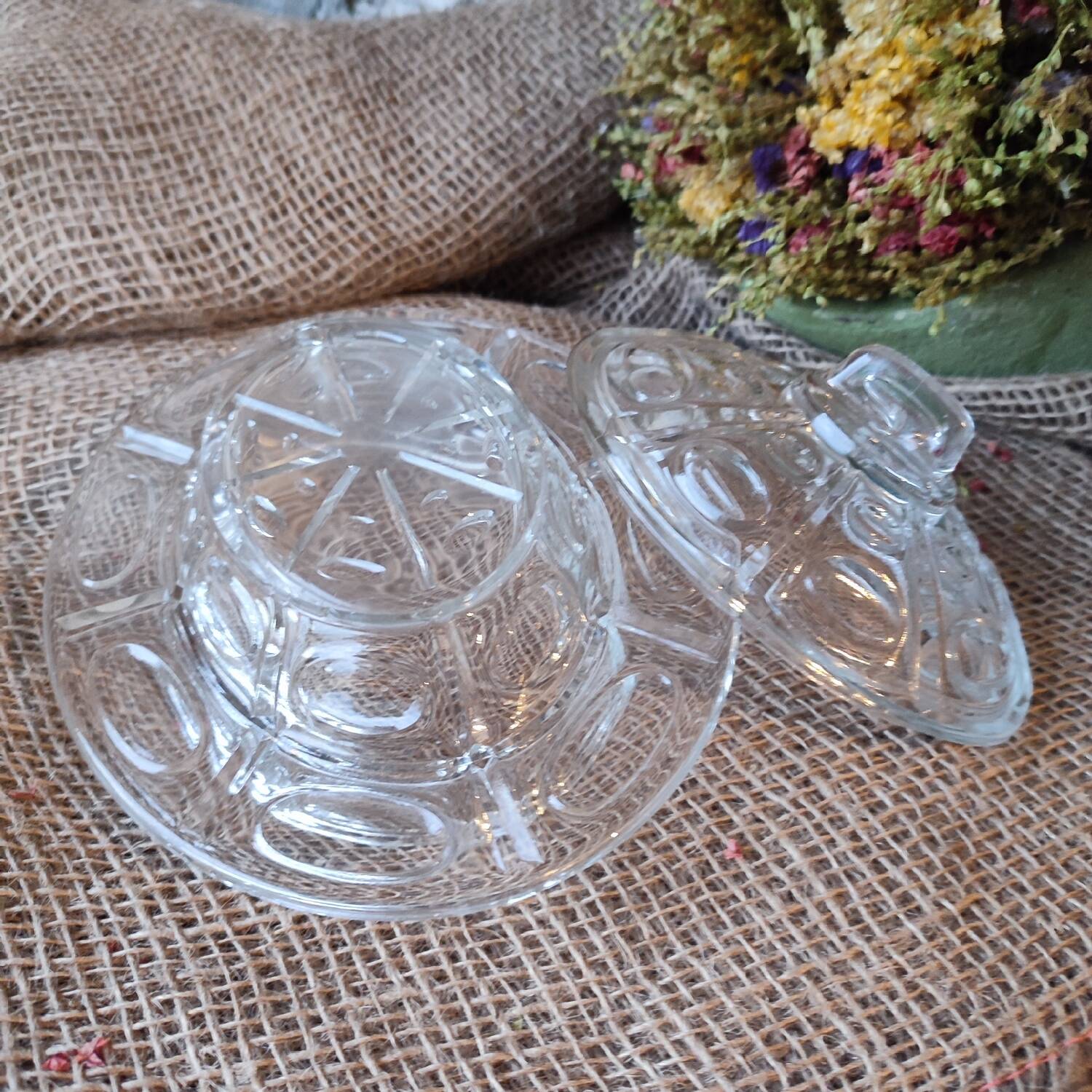 Vintage transparent bell-shaped butter dish