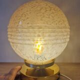 Pink Clichy glass globe in touch lamp