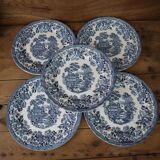 5 Tonquin and Myott English flat plates, Staffordshire blue model
