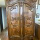 Bressane wardrobe with arched cornice, walnut and fresne magnifying glass.