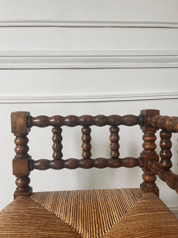 Chaise coin du feu bois et paille