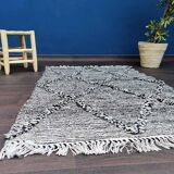 Small Moroccan Berber carpet handmade Black Zanafi 100x160 cm