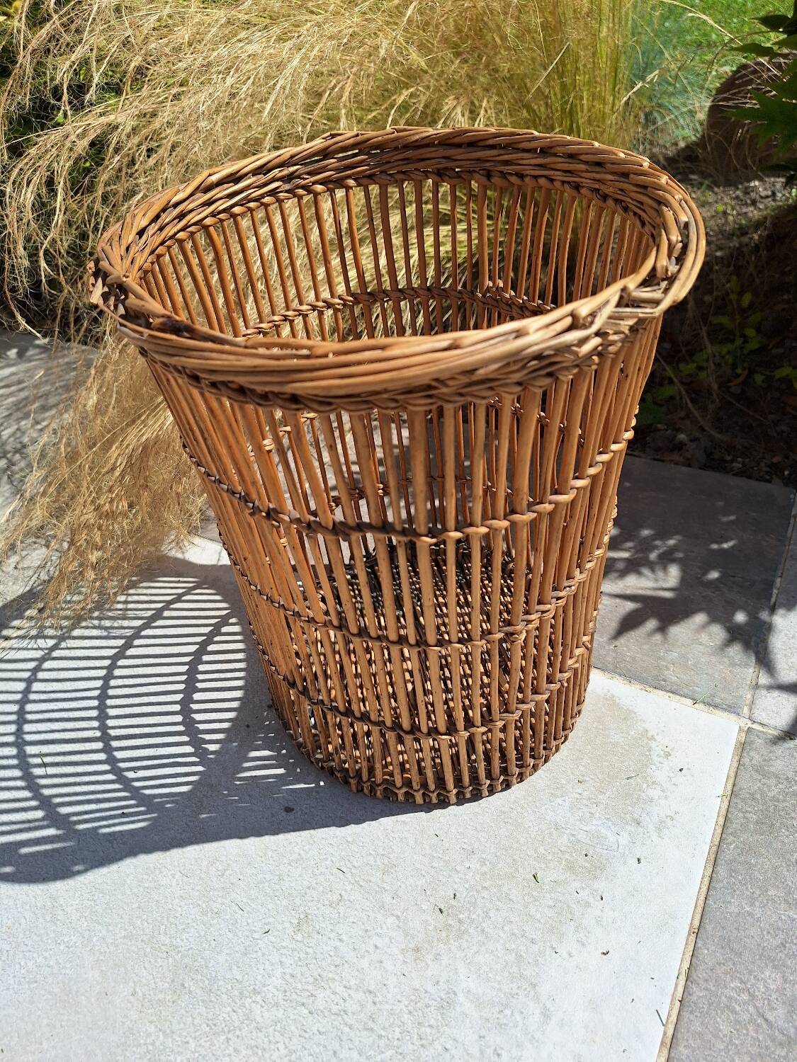 Wicker waste paper basket 1960