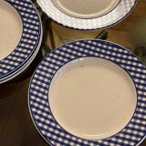 7 assiettes à dessert Vichy bleu
