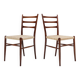 Teak dining chairs with braided rope seat, Belgium 1960s