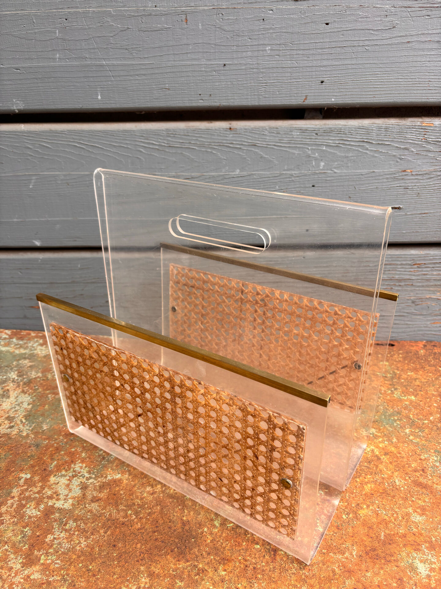 Vintage 70s magazine rack in plexiglass. Home Dior