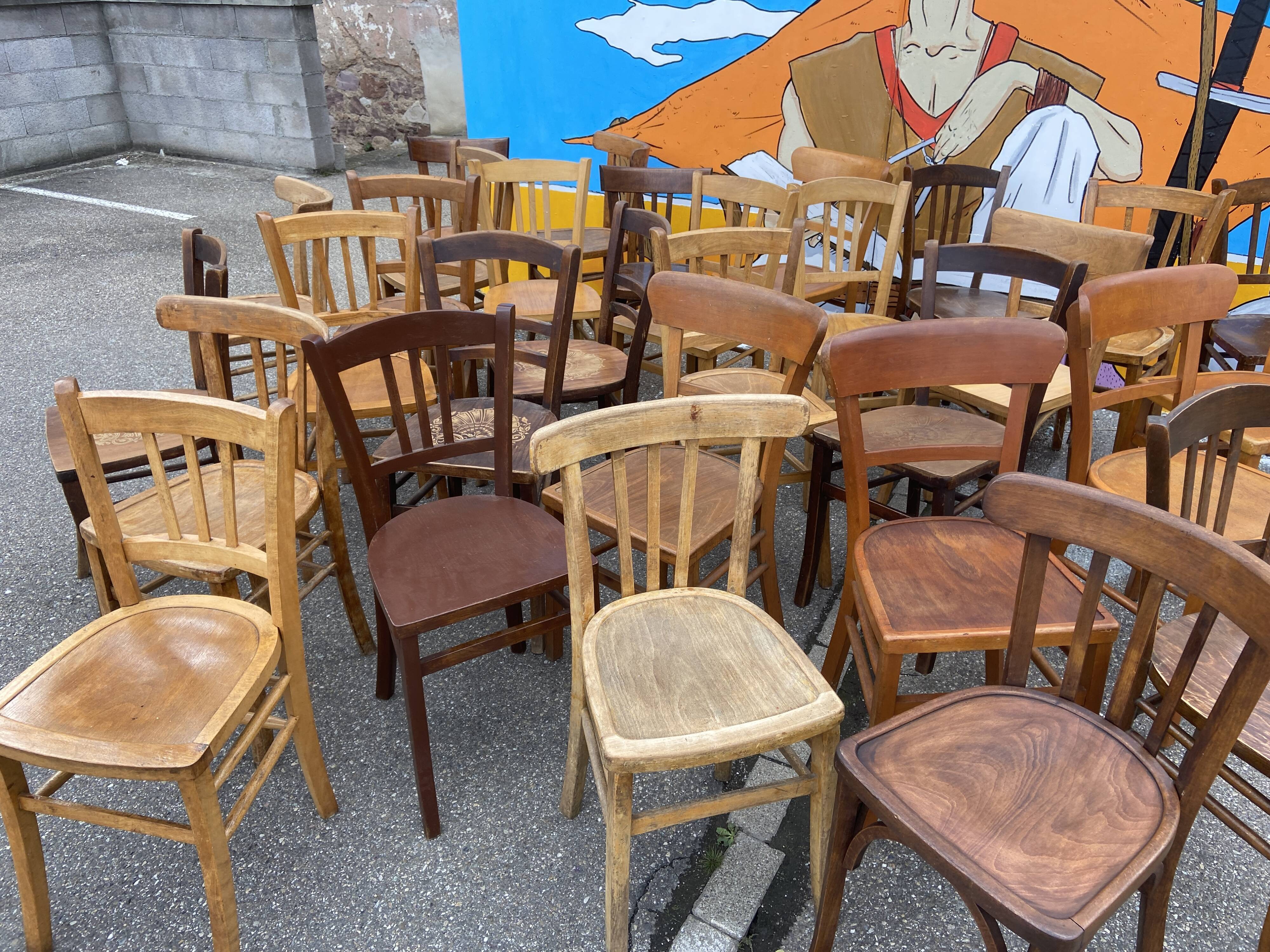 Set of 30 vintage bistro and restaurant chairs