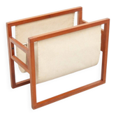 Teak & linen magazine rack by Henning Wind-Hansen for Sika Møbler, 1960s