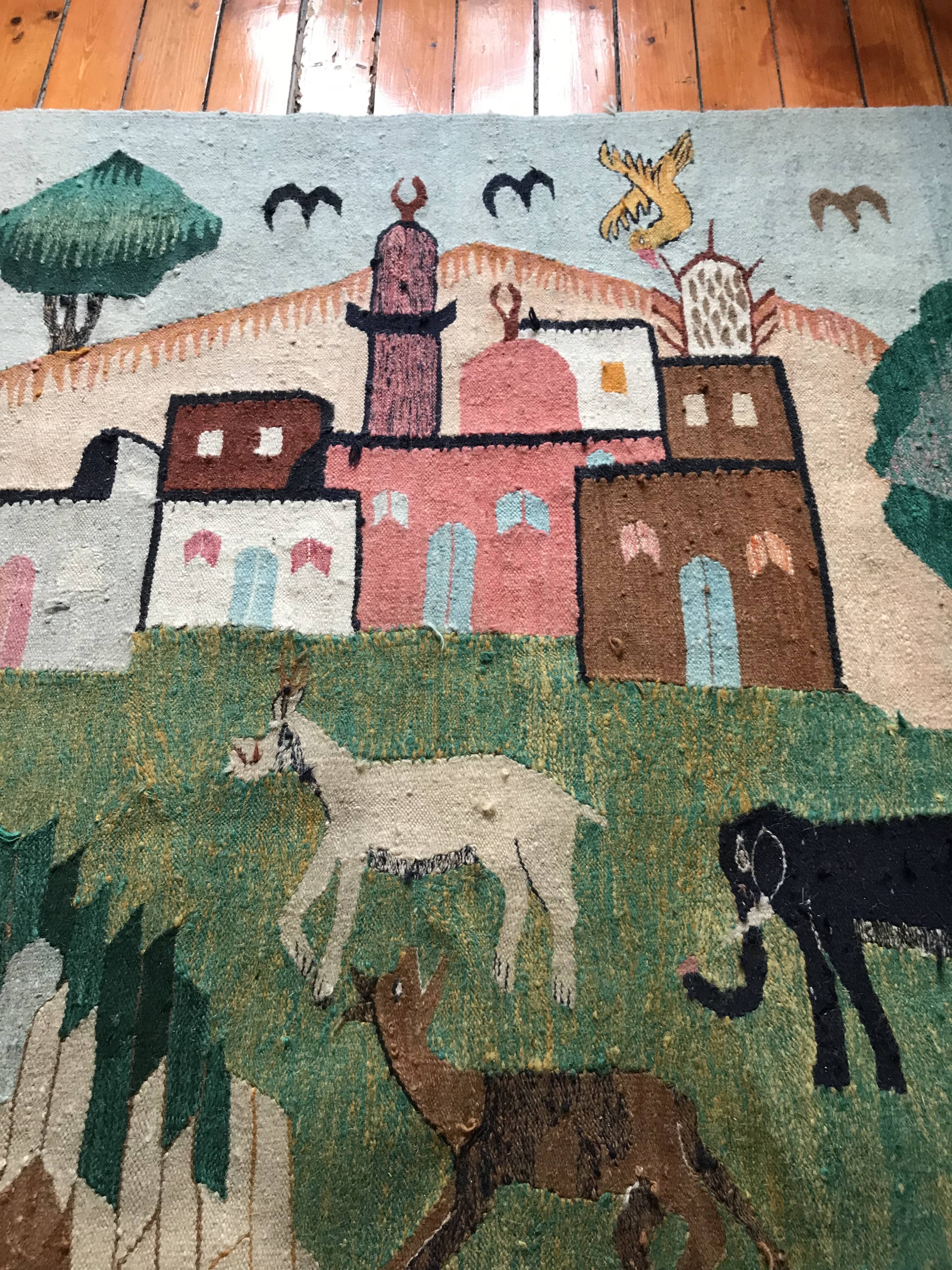 Vintage Egyptian Tapestry Ramsès Wissa Wassef circa 1960