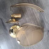 Set of 2 wall lights in gilded brass and opaline glass