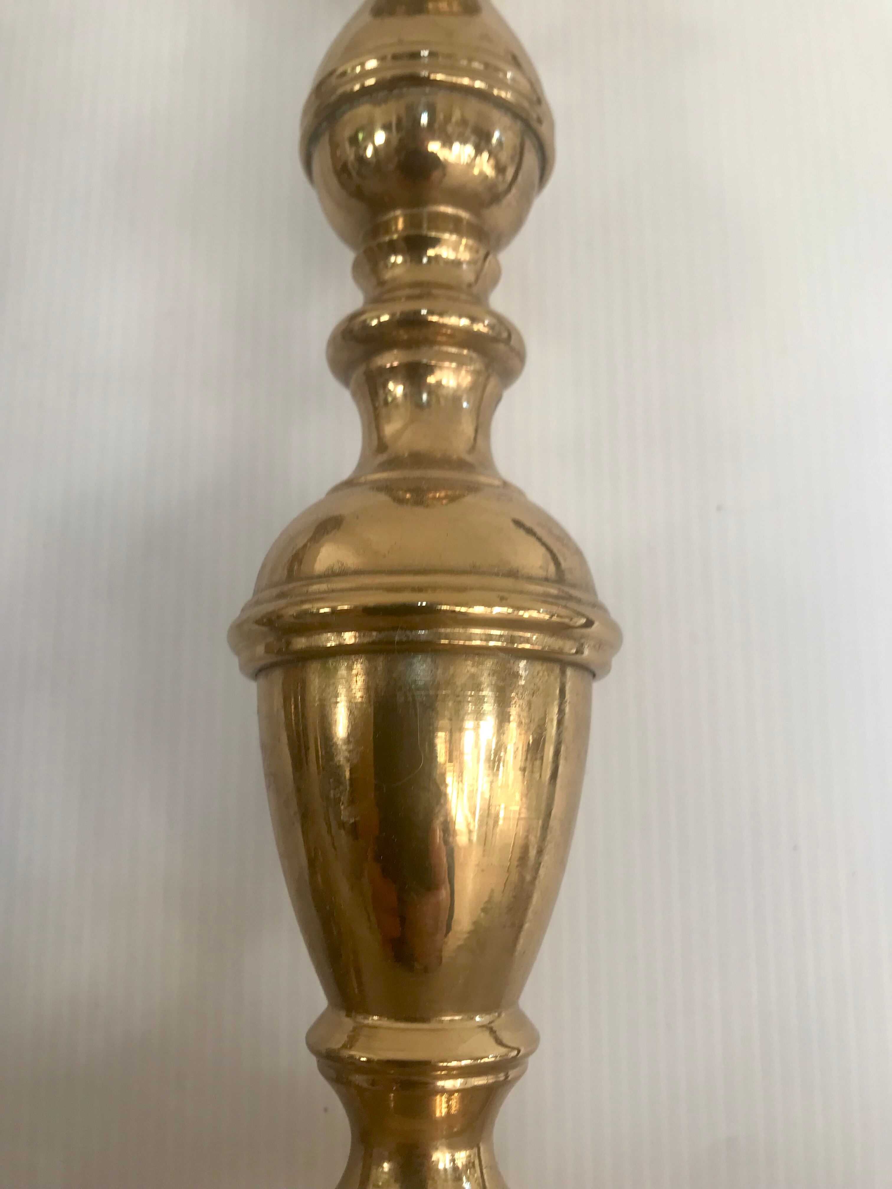Pair of brass candle holders XIXth 31cm