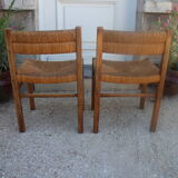 Pair of chairs wood and straw