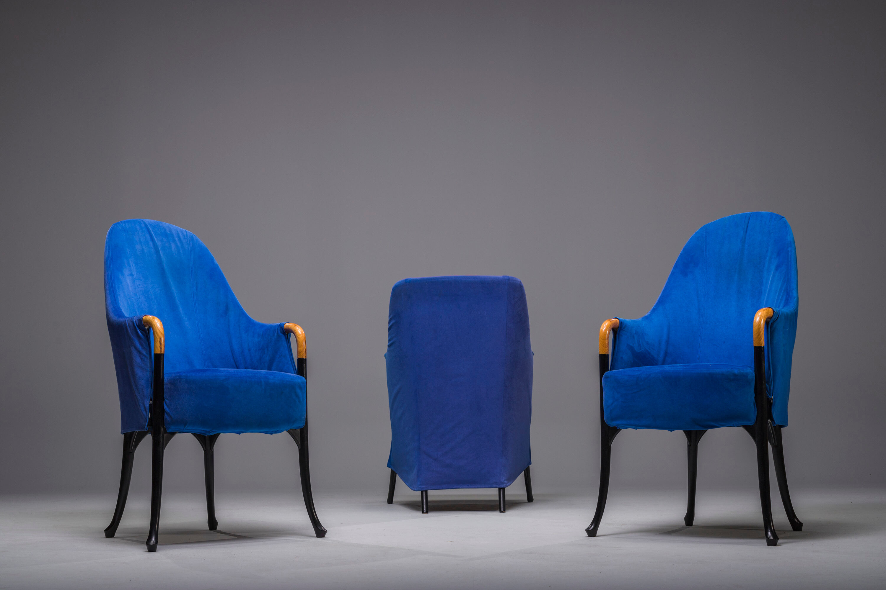 Italian alcantara project Armchairs by Umberto Asnago for Giorgetti/Progetti, 1980s