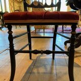 Pair of Napoleon III chairs, raspberry red velvet upholstered seats
