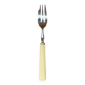 Set of 12 Metal Dessert Forks + Horn Handles