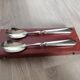Silver-plated metal salad serving spoons in their vintage case