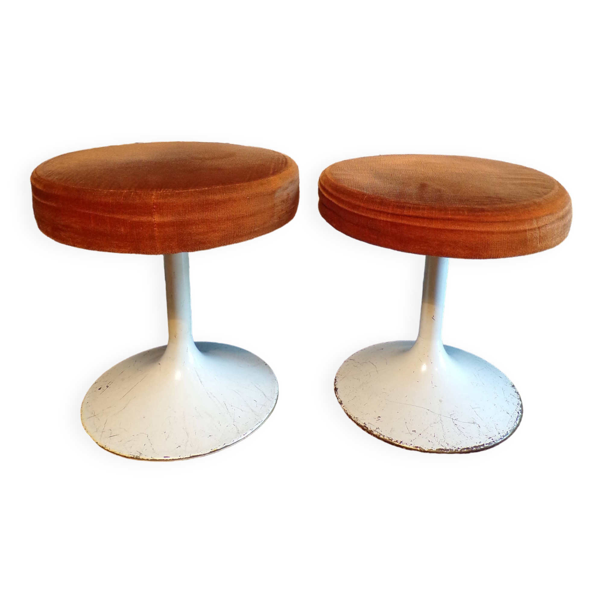 Pair of 1970s tulip stools in velvet